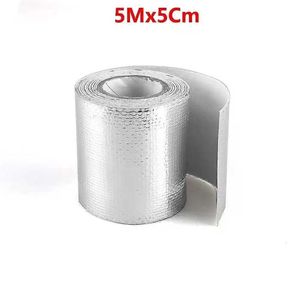 (Silver) Car Exhaust Modification High Temperature Resistant Aluminium Foil Fibre Cloth Tape Tinfoil Exhaust Silver 9013291414679