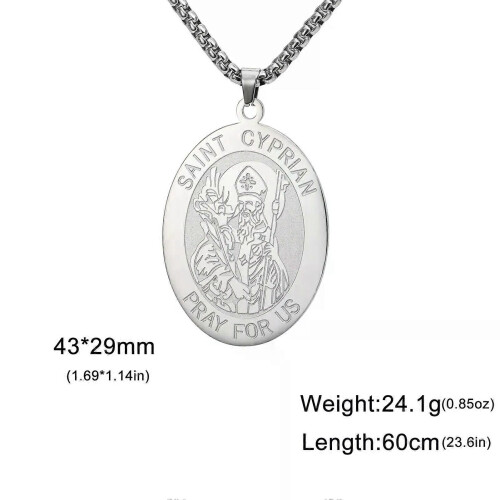 VASSAGO Collana dell'Arcangelo di San Michele e St. Cipriano Prega per noi Medaglione dell'Arcangelo cristiano, protezione del patrono, medaglia dell' amuleto