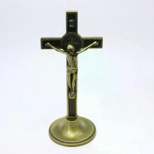 (Antique bronze) Cross Crucifix Stand Christ Catholic Jesus Statue Figurine Religious Prayer Church Decoration Home Chapel