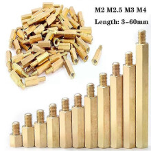 (M2x5-3mm 50PCS) M2/M25/M3/M4 Coppers Brass Pillars Standoff Circuit Spacer PCB Board Nut Screws Hex Round Single Cylinder