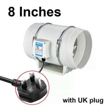 (HF-200 UK) 8 Inch 220V Exhaust Fans Home Inline Pipe Duct Fan Kitchen Toilet Extractor Ventilation Air Clean Ventilator