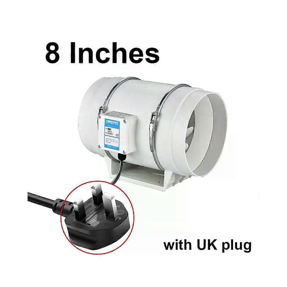 (Hf-200 Uk) 8 Inch 220V Exhaust Fans Home Inline Pipe Duct Fan Kitchen Toilet Extractor Ventilation Air Clean Ventilator 9013291420298
