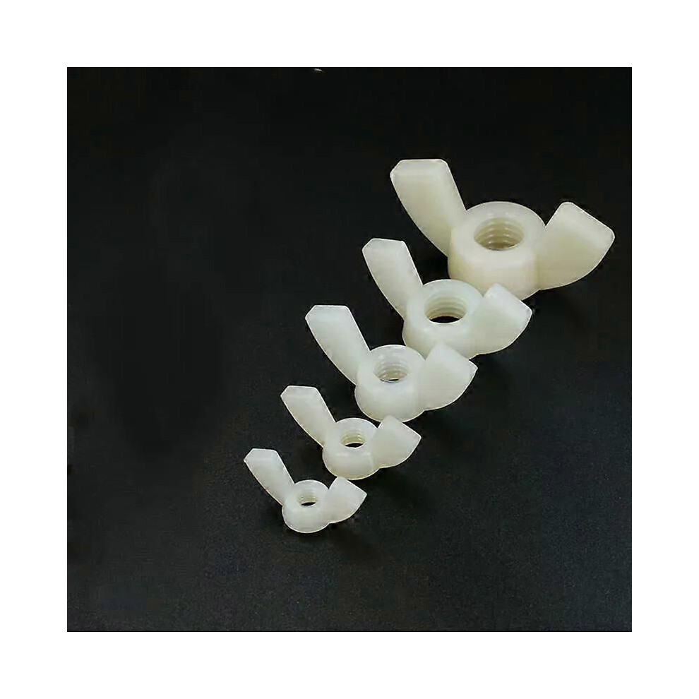 (White) 5/10/25Pcs Hand Tighten Black And White Nylon Nut Wingnut Butterfly Nut Ingot Plastic Wing Nuts M3 M4 9013291434707