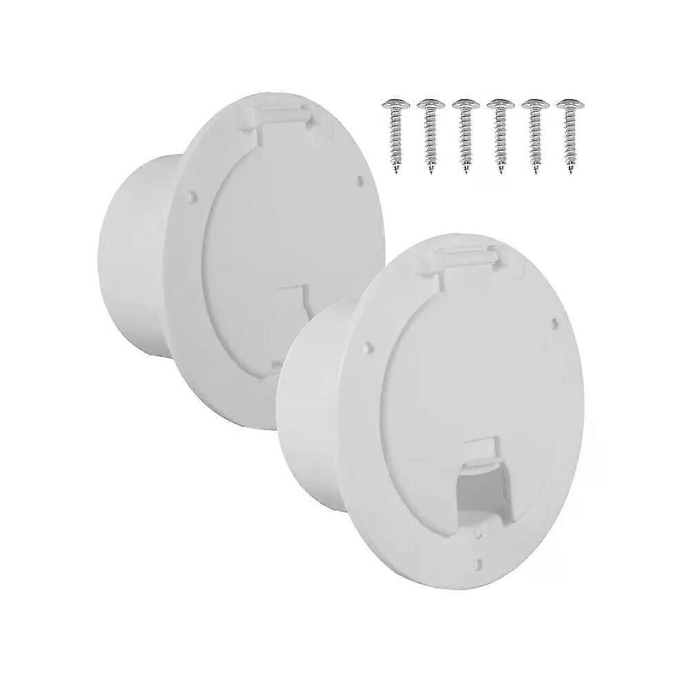 (White) 2-Pack Rv Hatch Covers Round Electric Cable Hatch For Rv Trailer Rv Power Cord Hatch Cover With Screws-Boom 9013291435582