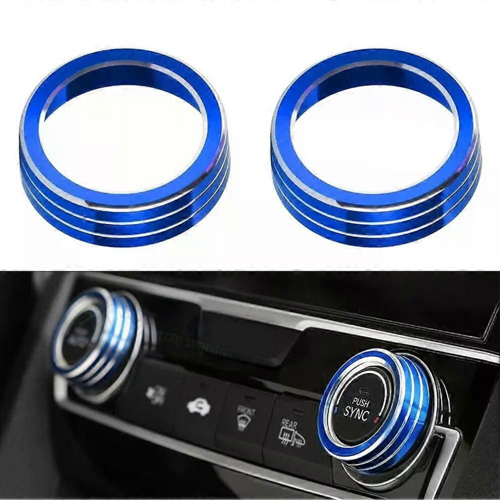(Blue) Colorful Aluminum Ac Knob Control Knob Ring Cover For Honda Civic - 10Th Gen Car Interior Modification Blue 9013291432291