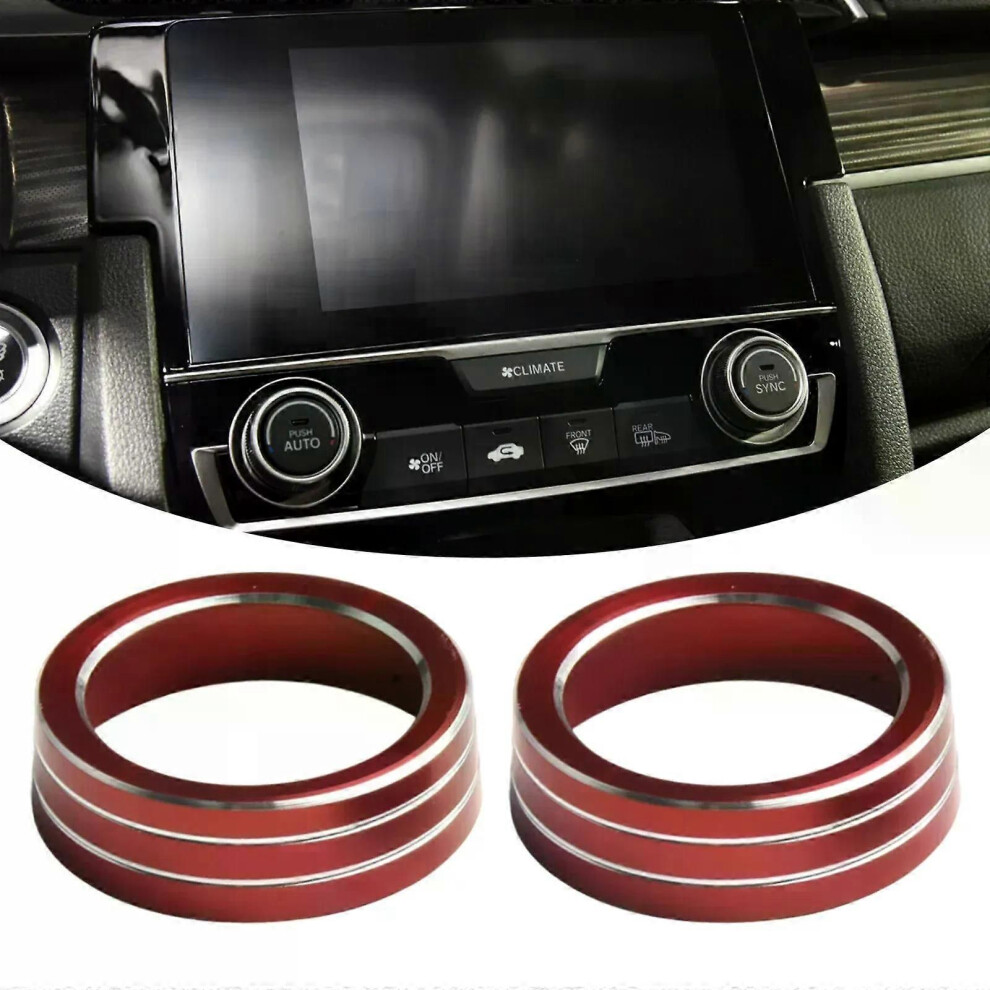 (Red) Colorful Aluminum Ac Knob Control Knob Ring Cover For Honda Civic - 10Th Gen Car Interior Modification Red 9013291432284