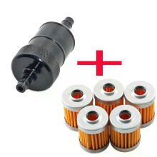 (Element-Svart) 5 st återanvändbara tvättbara bränslefilterelement + CNC-legering bensinfilter för Suzuki