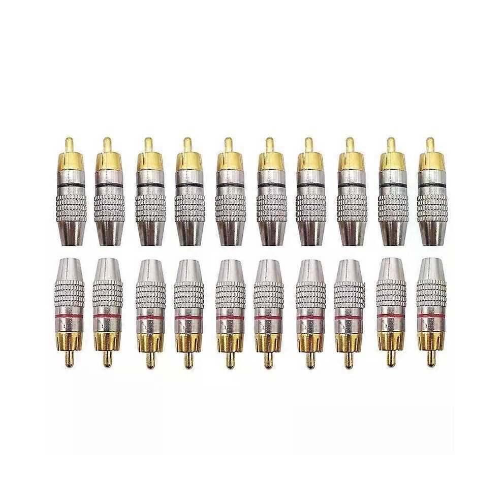 ( ) 20Pcs Adapter Connectors Plated Soldering Audio Video Rca Male Plug For Audio Speakers/Amplifiers Black/Red/Gold 9013291441606