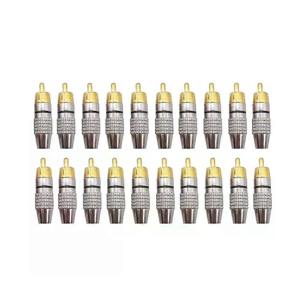 () 20Pcs Adapter Connectors Plated Soldering Audio Video Rca Male Plug For Audio Speakers/Amplifiers Black/Gold 9013291441613