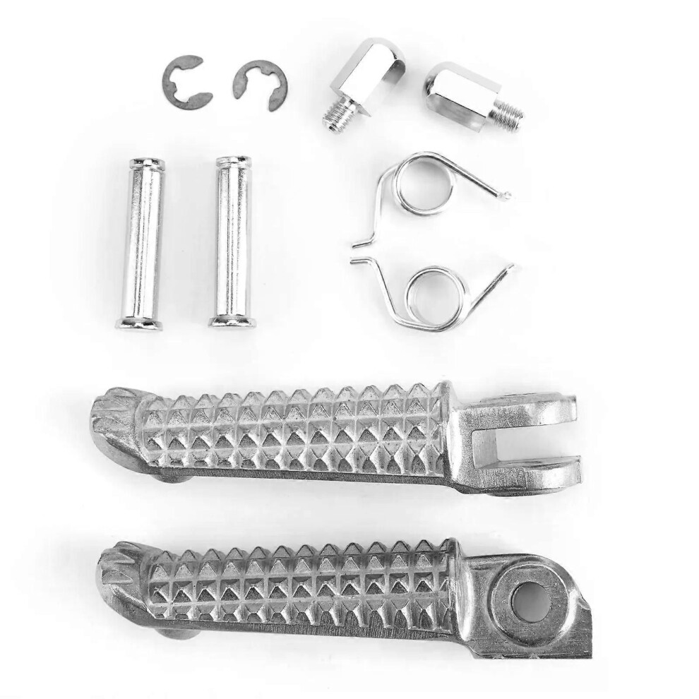 () Front Foot Peg Footrest For Yamaha Yzf R1 1998-2014 R6 1999-2014 R6s 03-08 Silver/Black 9013291447172