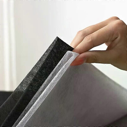 (black) 1x1M Black White Double-sided Adhesive Fabric DIY Accessories Sewing Patchwork Bonded Non-woven Lining 2