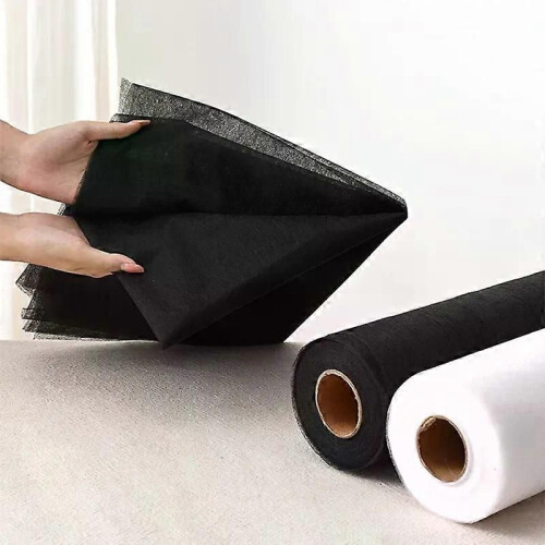 (black) 1x1M Black White Double-sided Adhesive Fabric DIY Accessories Sewing Patchwork Bonded Non-woven Lining 1