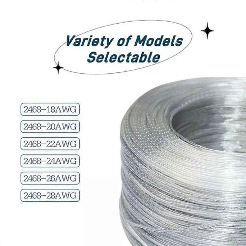 (30M) 28/26/24/22/20/18AWG 2-Core Copper Wire Transparent Parallel Cable DC Power Flat Line 1A 2A 3A 5A 7A 1