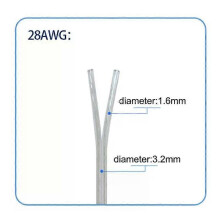 (20m) 28/26/24/22/20/18AWG 2-Core Copper Wire Transparent Parallel Cable DC Power Flat Line 1A 2A 3A 5A 7A