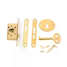 (Gold) Vintage Drawer Lock With Key Antique Small Box Cabinet Door Locks Furniture Fittings