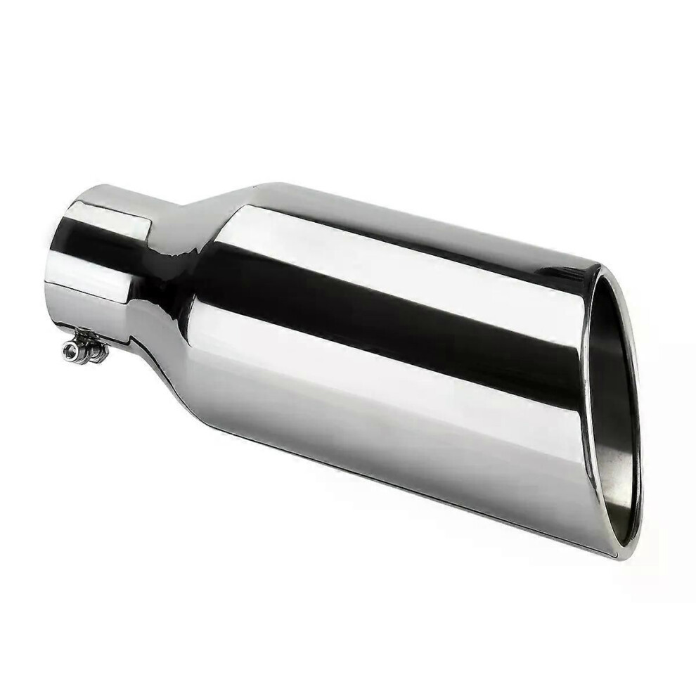 (Silver) Universal Exhaust Tip 12Inch Length 3Inch Inlet 5Inch Outlet Tailpipe Anti-Corrosive Car Straight Exhaust Silver 9013291448759