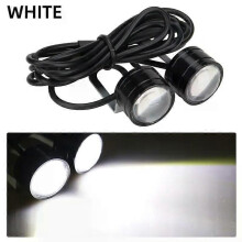 (WHITE) 2pcs LED Strobe Motorcycle Light Headlight Fog Lamp 12V White/Red/Blue Moto Accessories Flashing Eagle