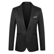 (3XL-Schwarz) Herren-Blazer mit einem Knopf und Revers, formelle Party- und Abend-Business-Anzugjacke