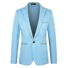 (M-Himmelblau) Herren-Blazer mit einem Knopf und Revers, formelle Party- und Abend-Business-Anzugjacke