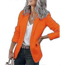 (L-Orange) Damen Casual Blazer Offene Vorderseite Langarm Arbeit Büro Jacken Blazer