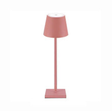 (Rosa) Dimmbare kabellose Tischlampe 3-Wege-Aluminium-Akkulampe zum Lesen