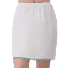 (Valkoinen) Naisten pitsi joustava tarrakiinnitteinen alushame puolivyötäröinen hame valkoinen