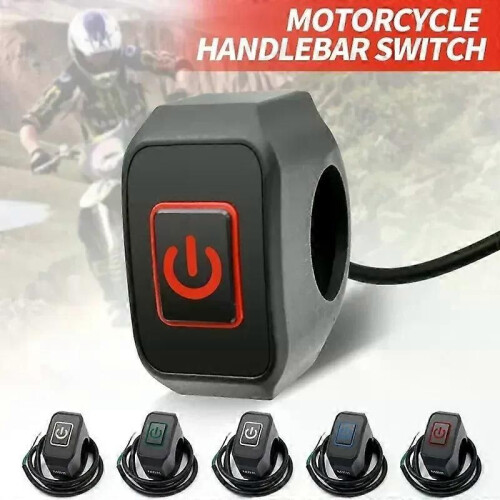(white-1)Waterproof Motorcycle Switch with LED Display Lamp Modified Switch Buttton Handlebar Mount 1
