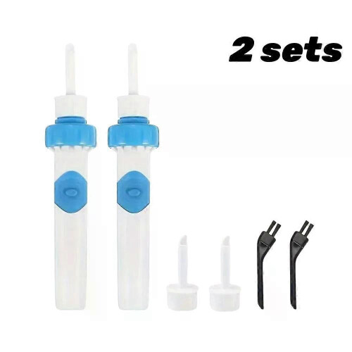 (2 sets)Electric Ear Cleaner Earwax Removal Tool with Soft Tip Safe Suction Device Wireless Operation