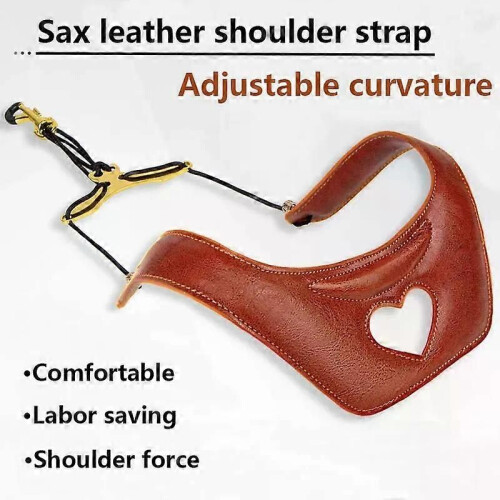 (Black)Saxophone Neck Strap Soft Sax Leather Padded with Adjustable Bend and Foldable Shoulder Strap 1