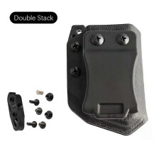 (Doppia pila) Fondina universale tattica IWB OWB 9 mm/40 con clip da cintura, porta caricatore singolo