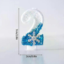 (Blauw nr. 2) Kerstverjaardagsnummerkaarsen Sneeuwvlok Frozen digitale kaarsen 0-9 nummer taarttopper