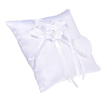 Wedding Party Ring Cushion Rustic Lace Square Cushion With Ribbon White Ring Holder For Bride