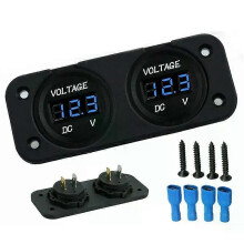 (A) DC 12V/24V Digital Voltmeter Vattentät Bil Dubbelbatteri LED Digital Voltmeter Båt Spänning Marin