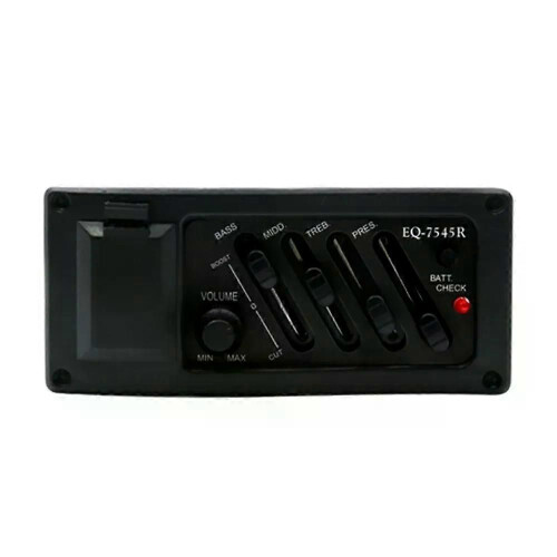 (EQ-7545R) Ny 4-bands gitarrpickup equalizer tuner EQ 7545R akustisk gitarrförförstärkare justerbar