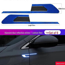 (Blauw-zwart) Reflecterende wiel- en deurstickers van koolstofvezel: creatieve autodecoratie