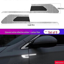 (Wit-Zwart) Reflecterende wiel- en deurstickers van koolstofvezel: creatieve autodecoratie