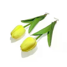 (Keltainen)Muoti liioittelu monivärinen tulppaaninkukka pitkät korvakorut riipus niche-suunnittelu simulointi
