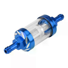 (Blauw) Metalen glazen inline gasolie brandstoffilter 8 mm schroefdraad vervanging voor motorfiets (rood)