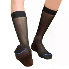 (Nero) Calzini da uomo in nylon trasparente, sottili, da abito, da lavoro, a righe blu, trasparenti,