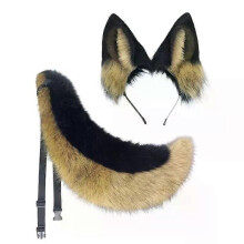(oren en staart) Anime Cosplays Wolfsoren en staartset Pluche harige dierenoren Haarring met vossenstaart