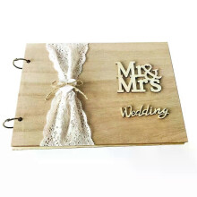 (b)Rustic Wedding Guest Book Engraved Mr Mrs Sign Guestbook Photo Album Gift Decor