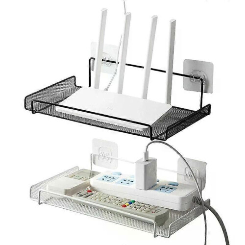 (Bianco) Mensola da parete per router Wi-Fi, supporto per decoder, portarouter, camera da letto 1