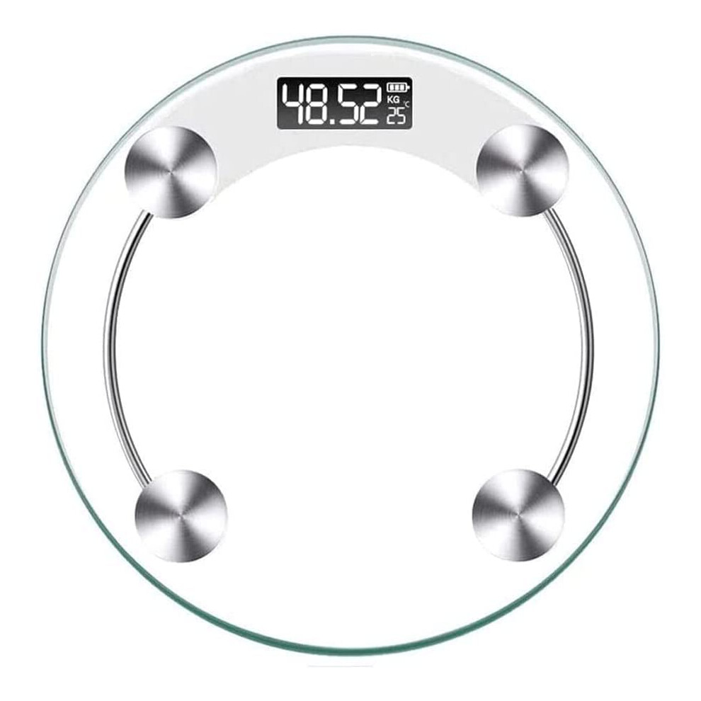 Dark Body Weight Scale, Round, Digital, Body Fat Percentage, Disc-Model Analysis, Slim Personal Scale, 180 Kg Capacity