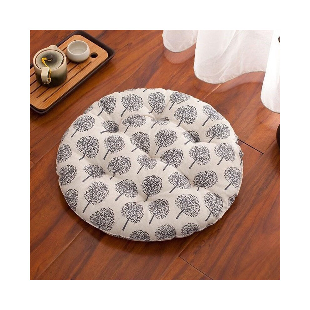 (Tree,48x48cm)Neuf coussin rond patio tatami tapis de méditation coussin d'assise coussin de yoga épaissir sol