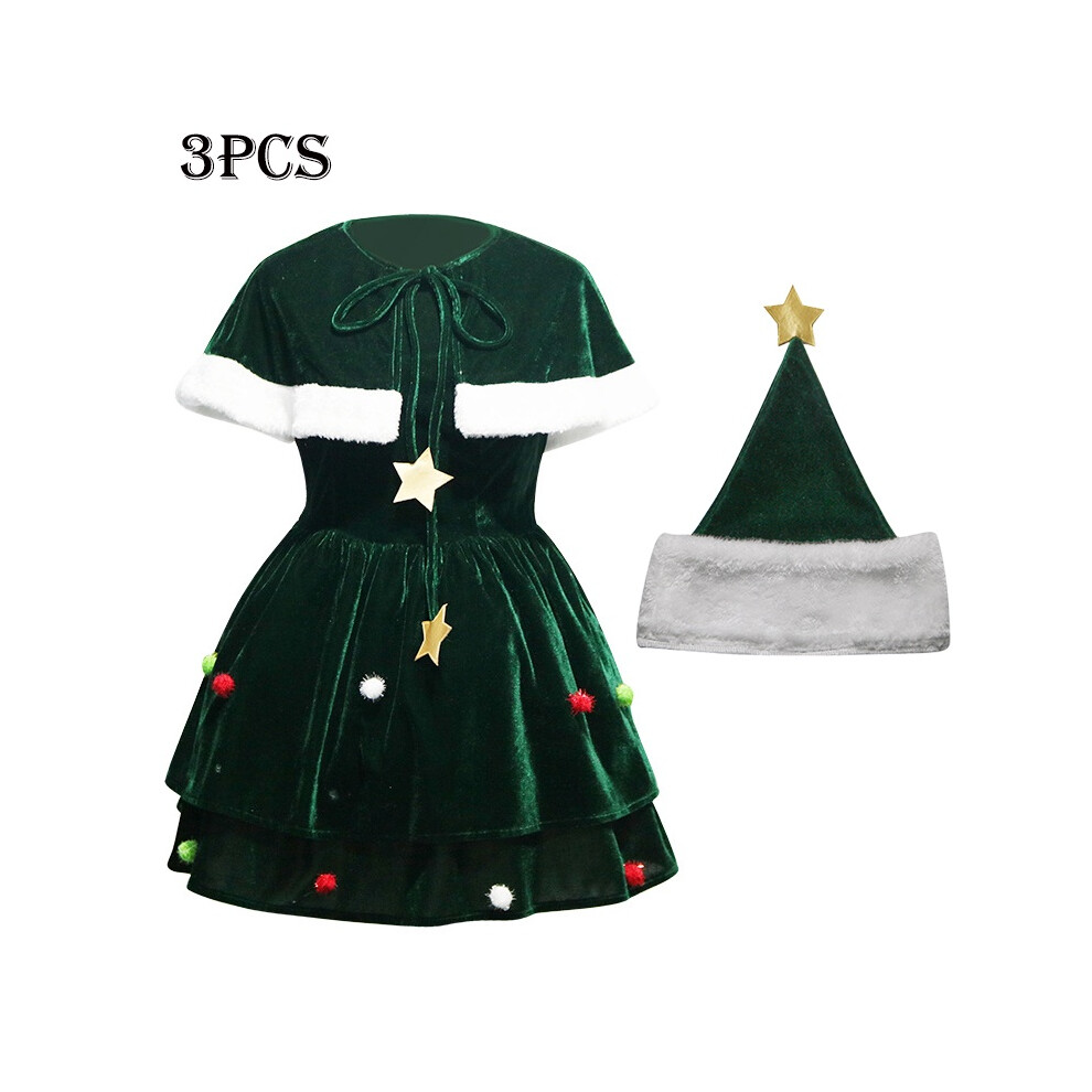 (S)Mujeres ÁRbol De Navidad Disfraz Juegos Con Disfraces Vestido De Navidad Capa Sombrero Fiesta Accesorios Talla Grande-image