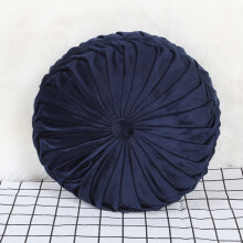 (Navy) Plush Round Pleated Pumpkin Pillow Couch Cushion Floor Pillow Home For Decor