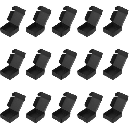15-Piece Postal Boxes: Black Paper Mailer Shipping Boxes, Folding Storage Craft Boxes
