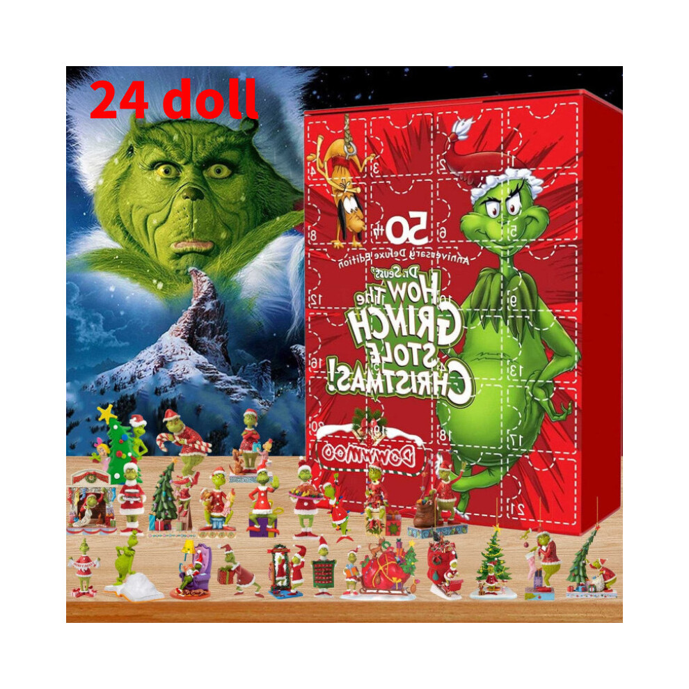 (Style A) Advent Christmas Grinch Calendar Countdown Blind Box 24 Xmas Gifts Surprise Toy