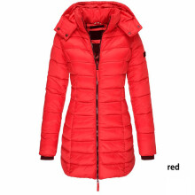 (Red, 2XL) Warm Winter Womens Collar Hooded Long Coat Zipper Parka Outwear Jacket