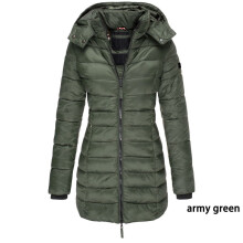 (ArmyGreen, L) Warm Winter Womens Collar Hooded Long Coat Zipper Parka Outwear Jacket